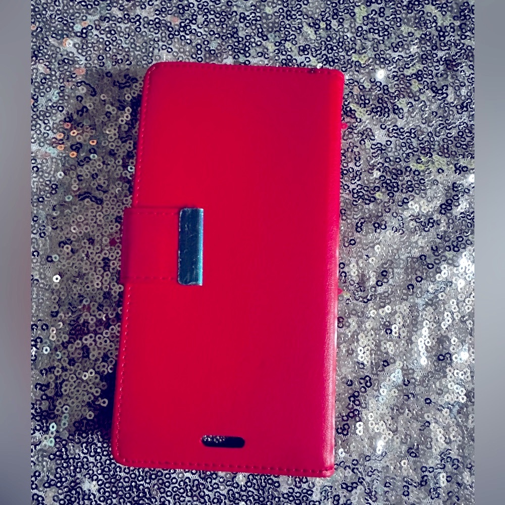 Phone Wallet case cover color Red With measurements in the photos